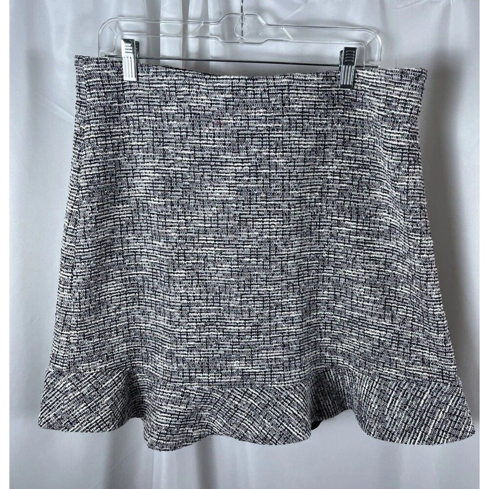 Loft Tweed Mini Skirt With Flounce/Ruffle Hem Size L Multicolor Formal Cocktail